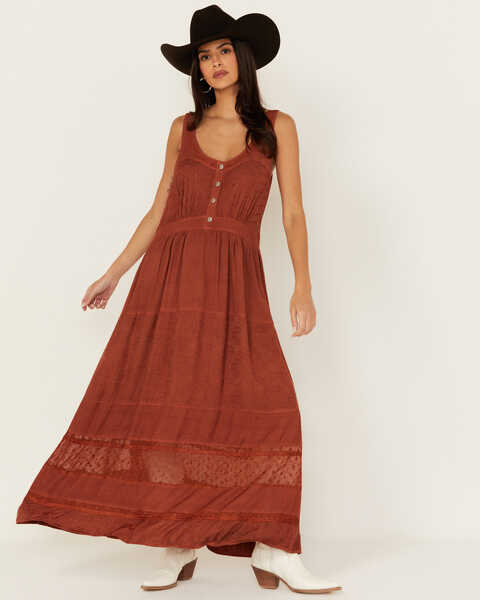 Image #2 - Gunit Women's Tiered Midi Dress, Rust Copper, hi-res