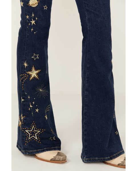 Image #2 - Driftwood Women's Shooting Star Dark Wash High Rise Flare Jeans , Dark Wash, hi-res