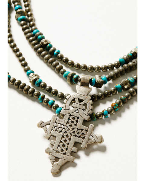 Image #3 - Paige Wallace Women's Turquoise Pyrite Ethiopian Cross Necklace, Turquoise, hi-res