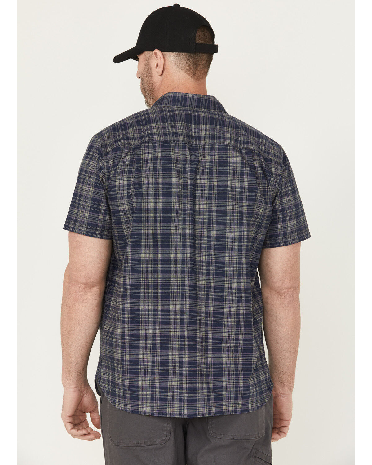 Image #4 - Lucky Brand Workwear Men's Plaid Print Short Sleeve Button-Down Work Shirt, Blue, hi-res