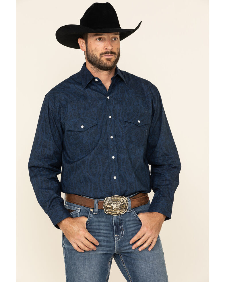 Resistol Men's Navy Birch Solid Long Sleeve Western Shirt | Sheplers