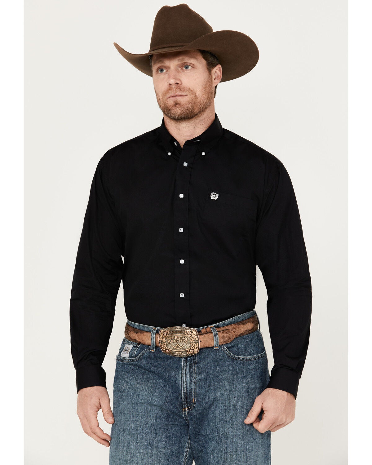 Cinch Men's Solid Black Button Down Western Shirt - Big & Tall, Black, hi-res