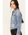 Image #2 - Shyanne Women's Cataline Light Medium Wash Cropped Denim Jacket, Light Wash, hi-res