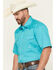 Image #2 - Roper Men's Amarillo Solid Short Sleeve Pearl Snap Stretch Western Shirt, Teal, hi-res