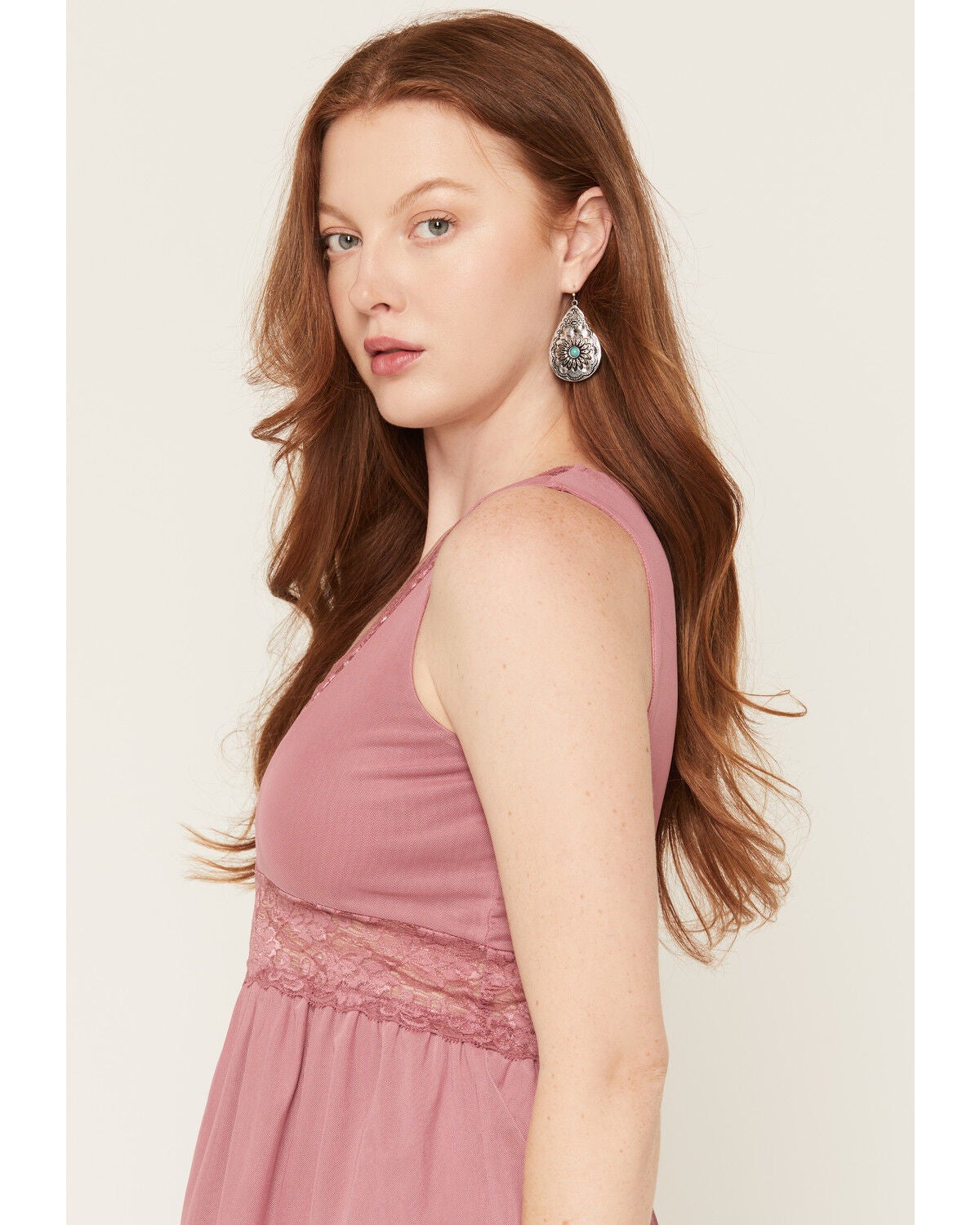 Image #2 - Wild Moss Women's Lace Tank, Mauve, hi-res