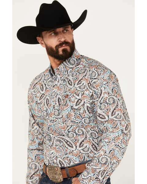 Cinch Men's Paisley Print Long Sleeve Button-Down Western Shirt - Big, Multi, hi-res