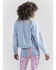Image #7 - Wrangler® X Barbie™ Women's Light Wash Patched Denim Jacket , Light Wash, hi-res
