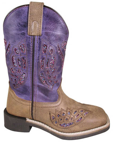 Image #1 - Smoky Mountain Little Girls' Trixie Western Boots - Broad Square Toe, Purple, hi-res