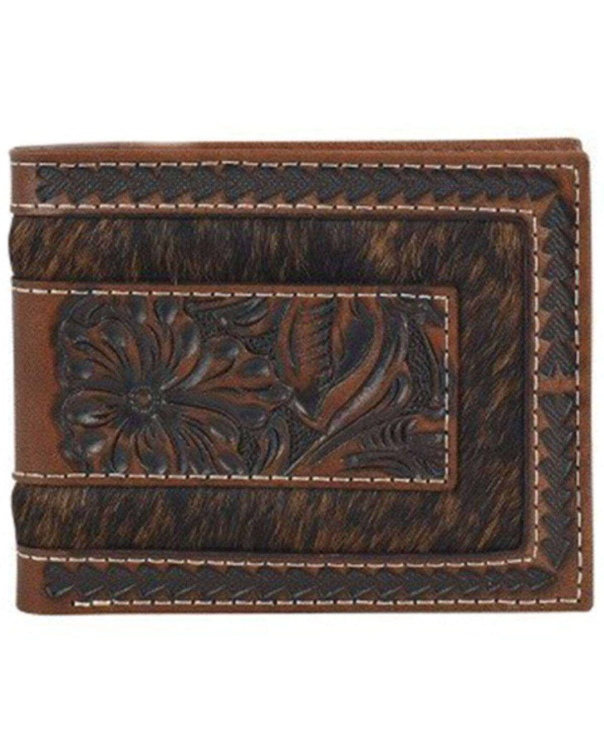Image #1 - Justin Men's Genuine Leather Bi-Fold Wallet, Brown, hi-res