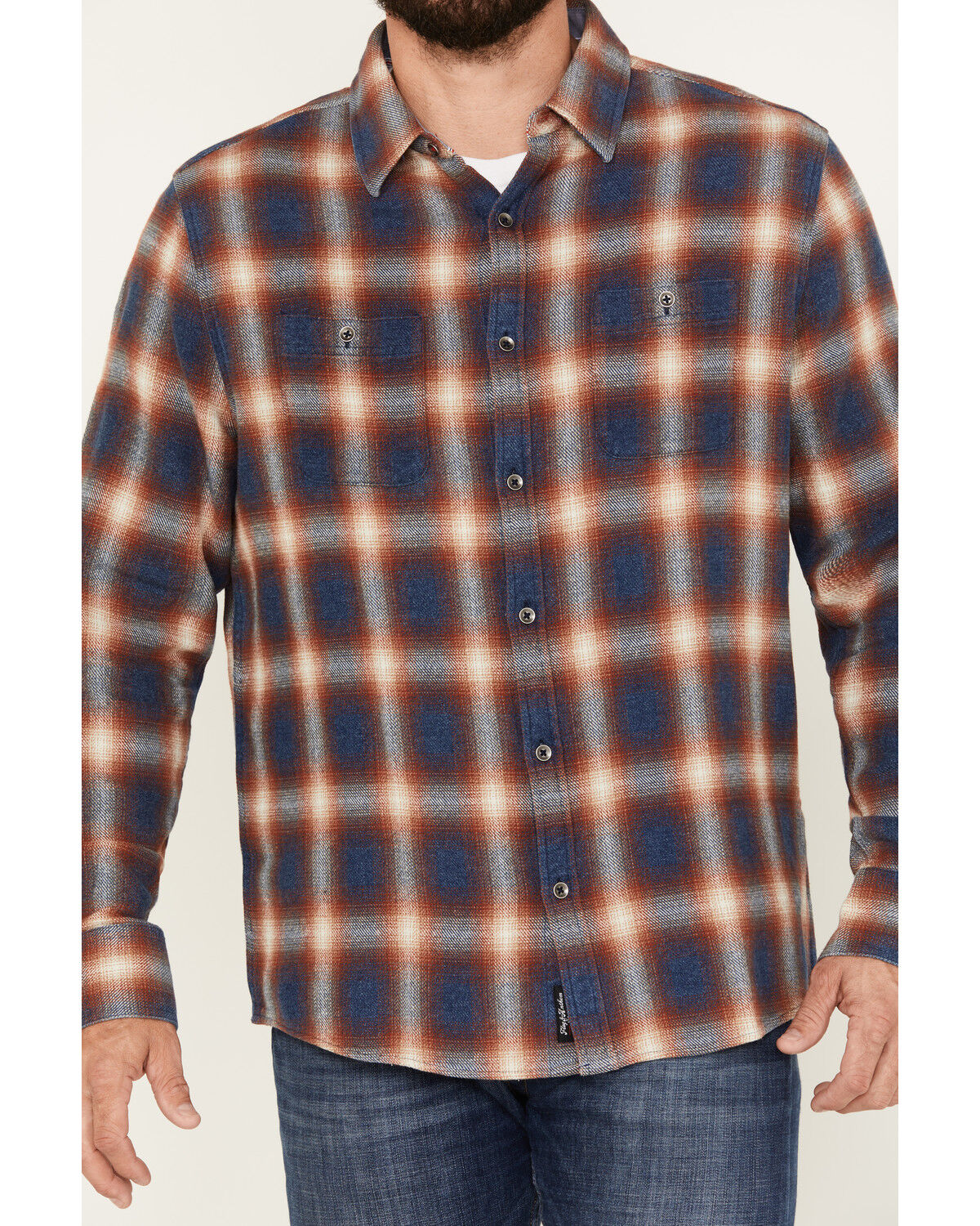 Image #3 - Flag & Anthem Men's Allendale Vintage Washed Flannel Long Sleeve Shirt, Navy, hi-res