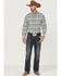 Image #2 - Resistol Men's Hampton Plaid Print Long Sleeve Button Down Western Shirt, Light Green, hi-res