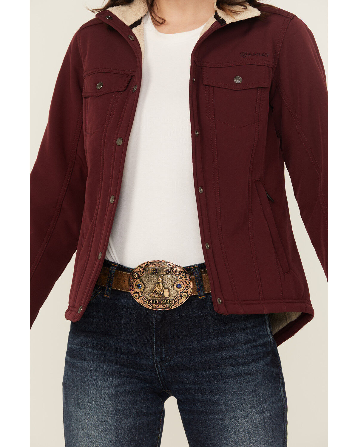 Image #3 - Ariat Women's Solid Performance Softshell Jacket, Maroon, hi-res
