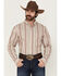 Image #1 - Wrangler X Cody Johnson Men's Striped Long Sleeve Button-Down Western Shirt, Burgundy, hi-res