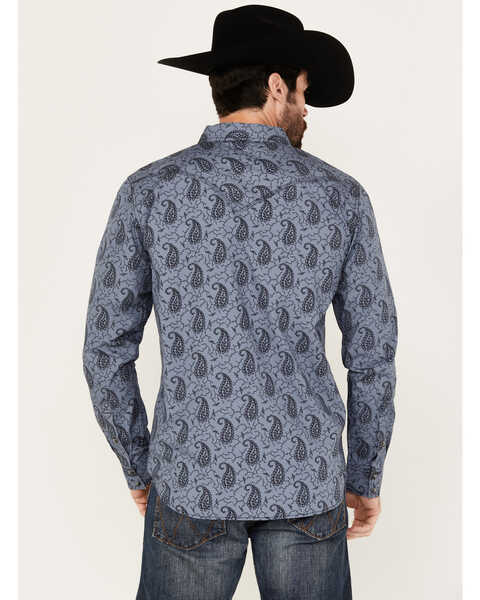 Moonshine Spirit Men's Satanta Paisley Print Long Sleeve Snap Western Shirt, Blue, hi-res