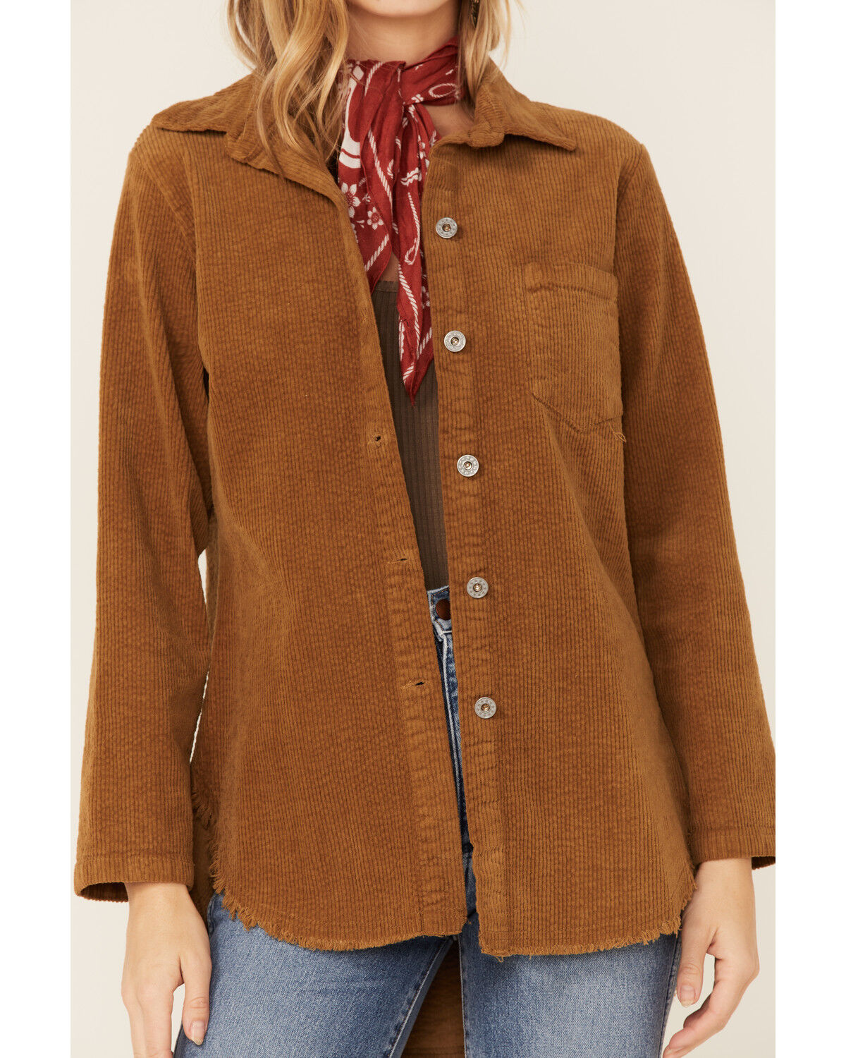 Image #2 - Revel Women's Corduroy Long Sleeve Button Down Oversized Shirt, , hi-res