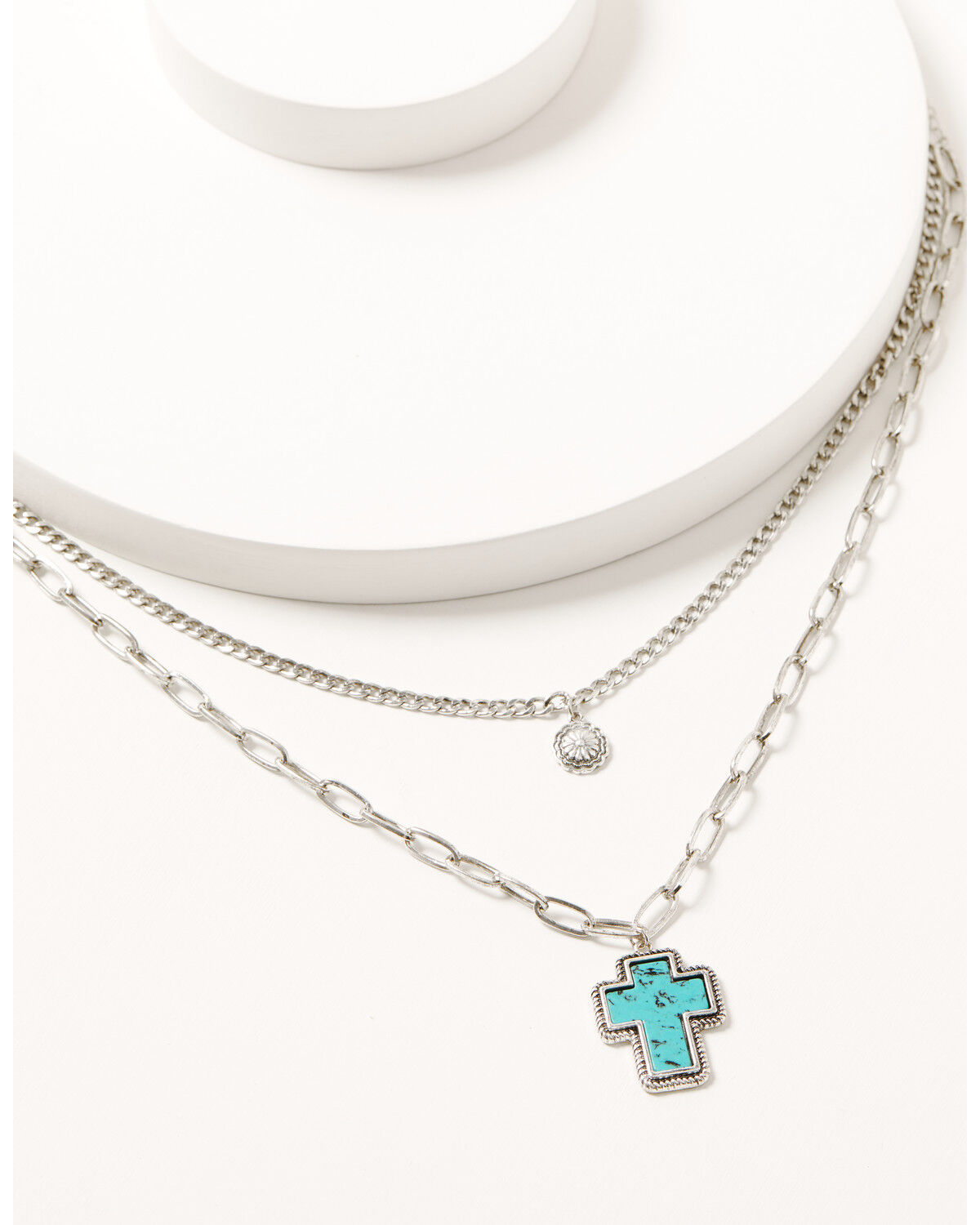 Image #1 - Shyanne Women's Two-Layer Cross Pendant Necklace, Silver, hi-res