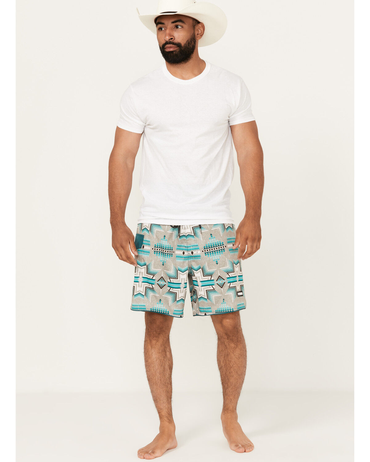 Image #1 - Rock & Roll Denim Men's Southwestern Print Stretch Board Shorts, Multi, hi-res