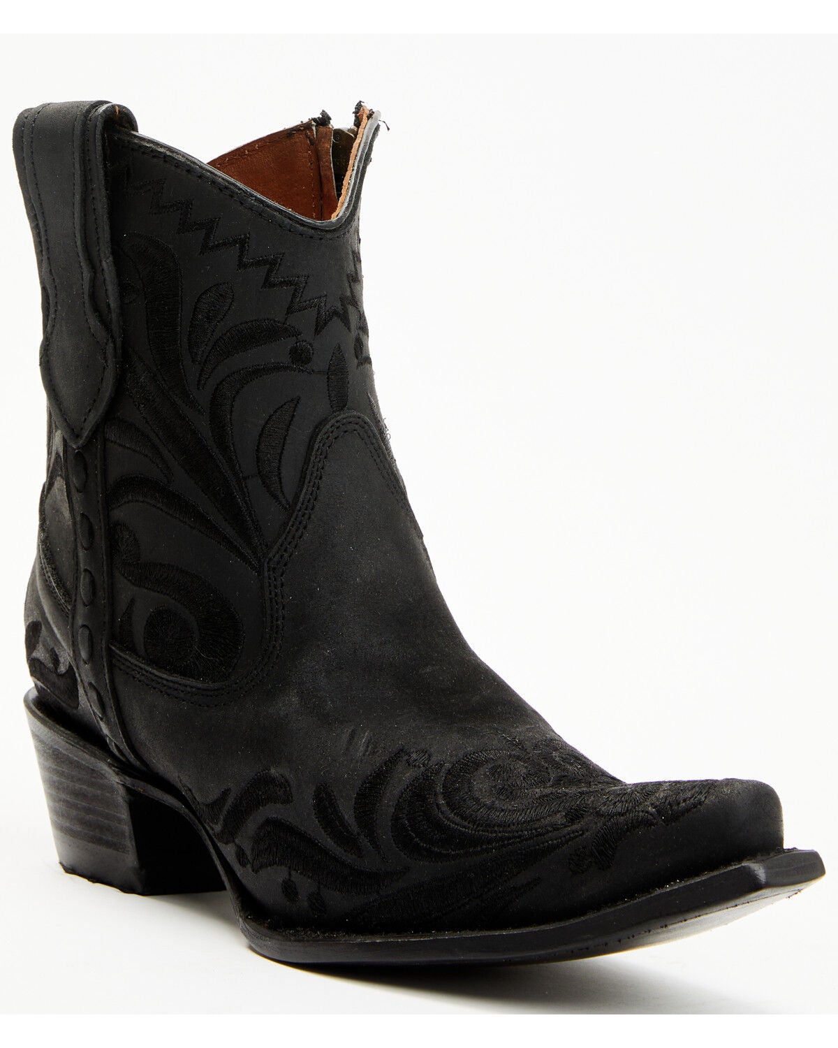 Circle G Women's Embroidered Booties - Snip Toe, Black, hi-res