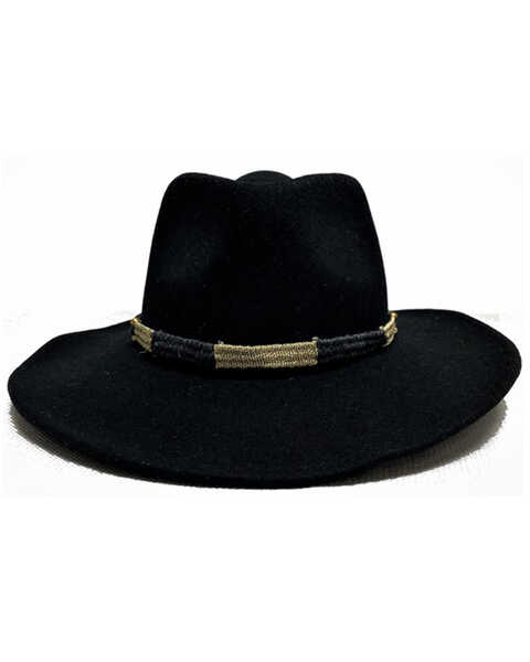 Nikki Beach Women's Black & Gold Nika Wool Felt Western Hats , Black, hi-res