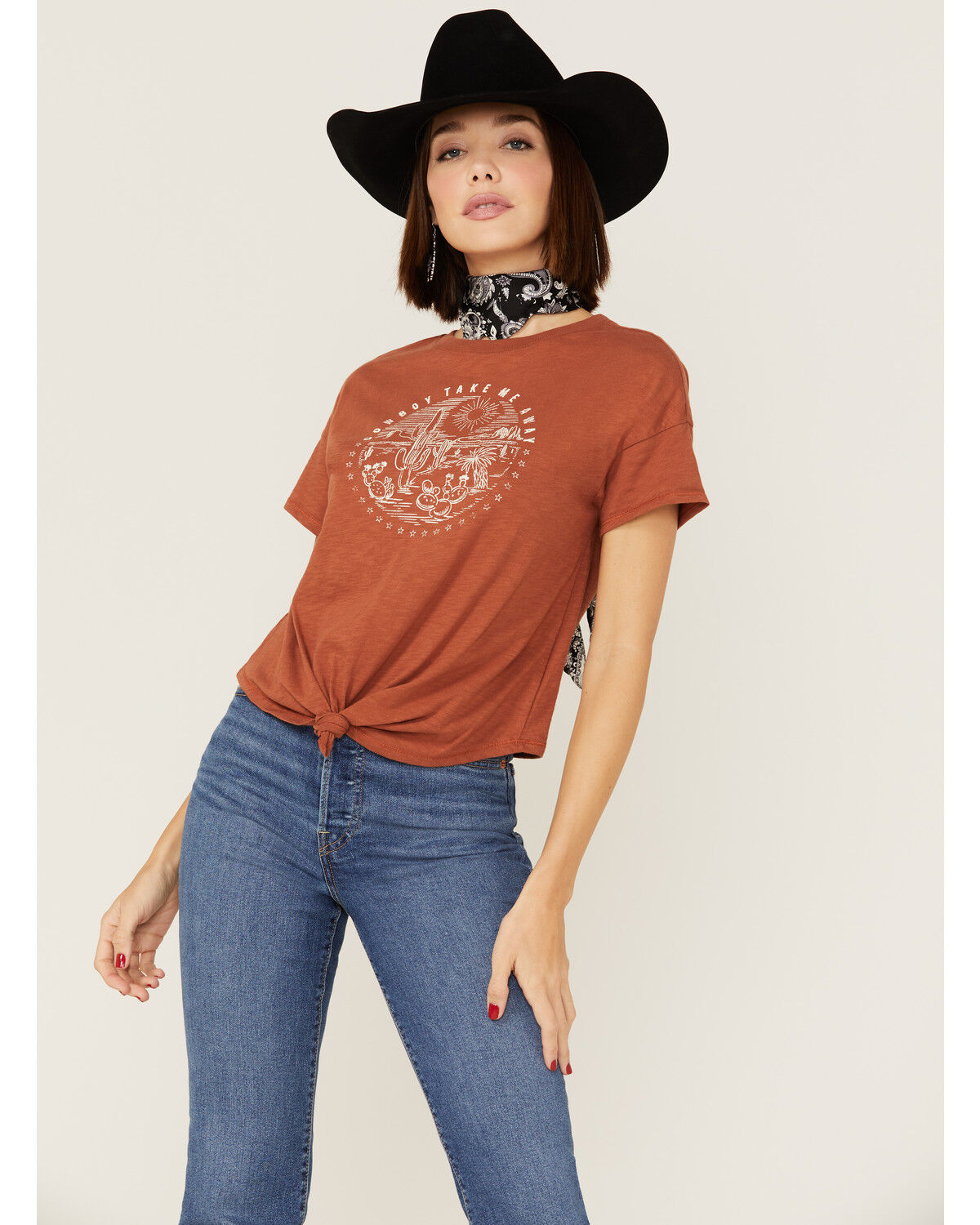 Image #1 - Shyanne Women's Cowboy Take Me Away Desert Rust Graphic Tee, Rust Copper, hi-res