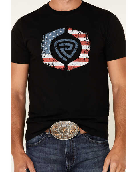 Rock & Roll Denim Men's Flag Logo Graphic Short Sleeve T-Shirt , Black, hi-res