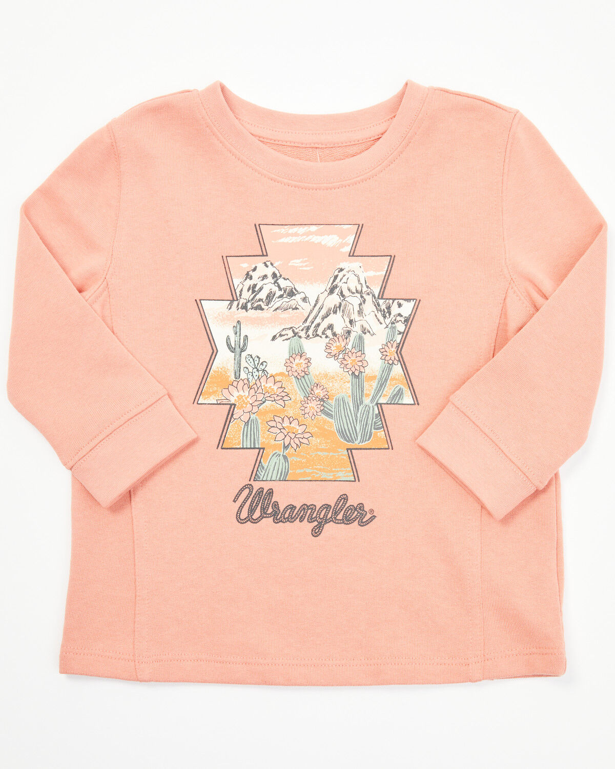 Image #1 - Wrangler Toddler Girls' Desert Logo Long Sleeve Graphic Shirt, Orange, hi-res