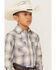 Image #2 - Ely Walker Boys' Textured Plaid Print Long Sleeve Pearl Snap Western Shirt, White, hi-res