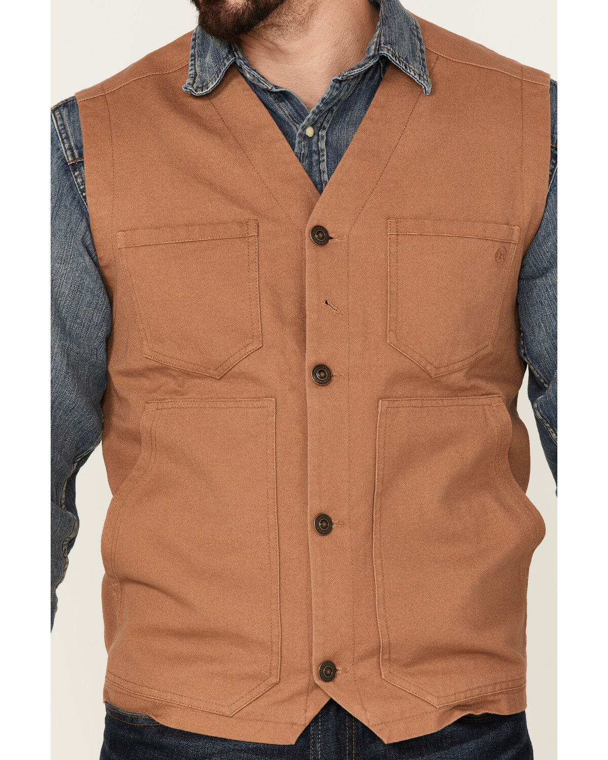 Image #3 - Blue Ranchwear Men's Solid Button-Down Duck Canvas Vest, Rust Copper, hi-res