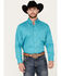 Image #1 - George Strait by Wrangler Men's Geo Print Long Sleeve Button-Down Western Shirt - Tall , Turquoise, hi-res