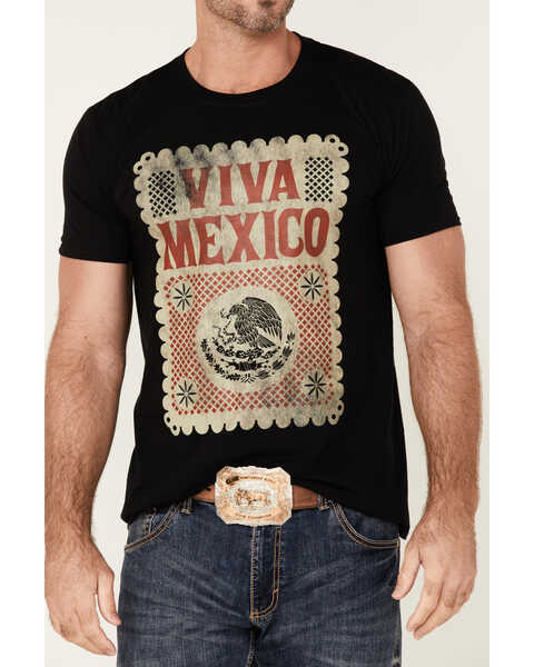 Southern Sierra Men's Black Viva Mexico Graphic Short Sleeve T-Shirt , Black, hi-res