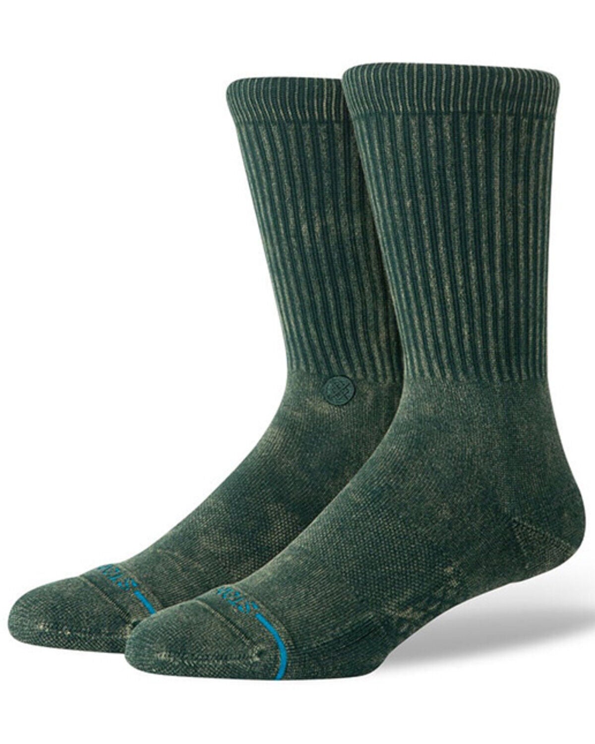 Image #1 - Stance Men's Icon Crew Socks, Dark Green, hi-res