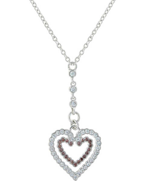 Image #1 - Montana Silversmiths Women's Filling Up On Love Heart Necklace , Silver, hi-res
