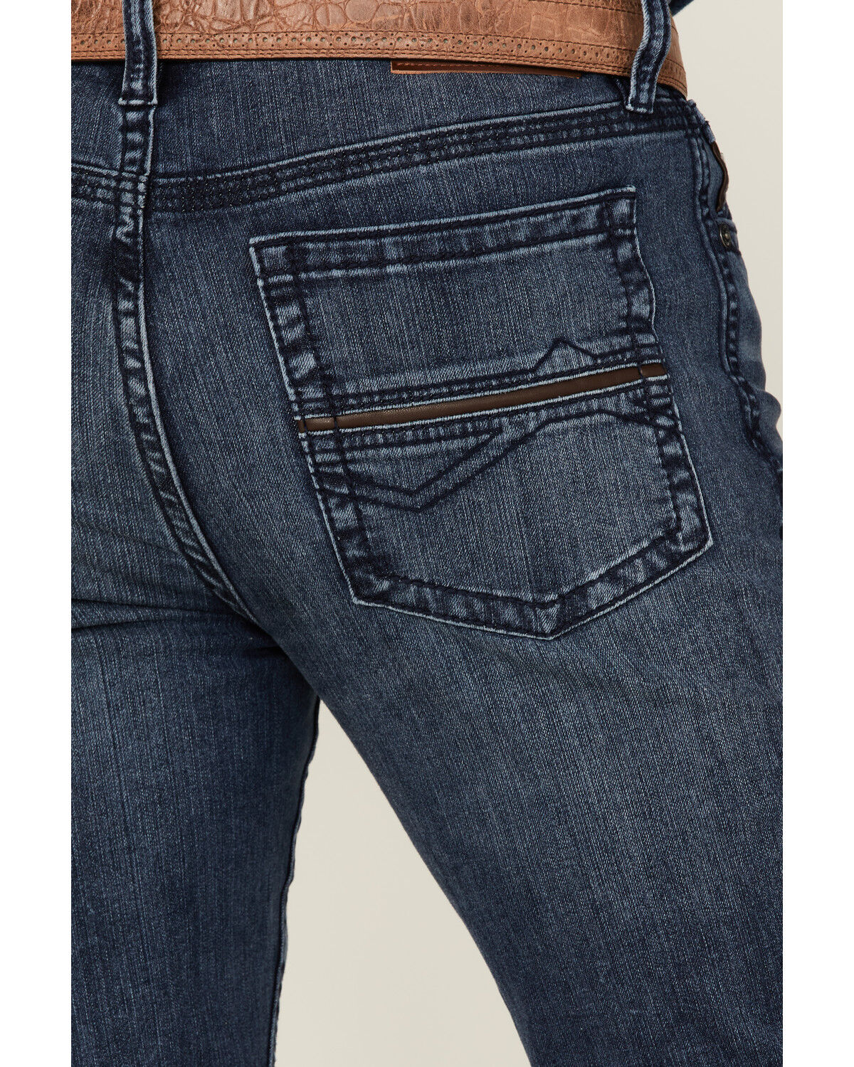 Image #4 - RANK 45® Men's Unbroken Medium Dark Wash Stretch Stackable Straight Jeans, Dark Medium Wash, hi-res