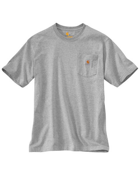 Carhartt Men's Loose Fit Heavyweight Logo Pocket Work T-Shirt, Light Grey, hi-res