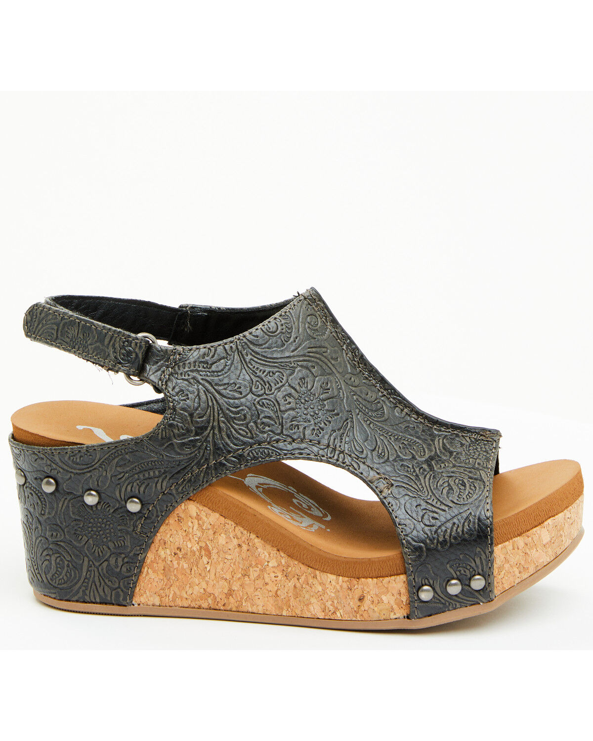 Image #2 - Very G Women's Isabella 2 Tooled Sandals, Charcoal, hi-res