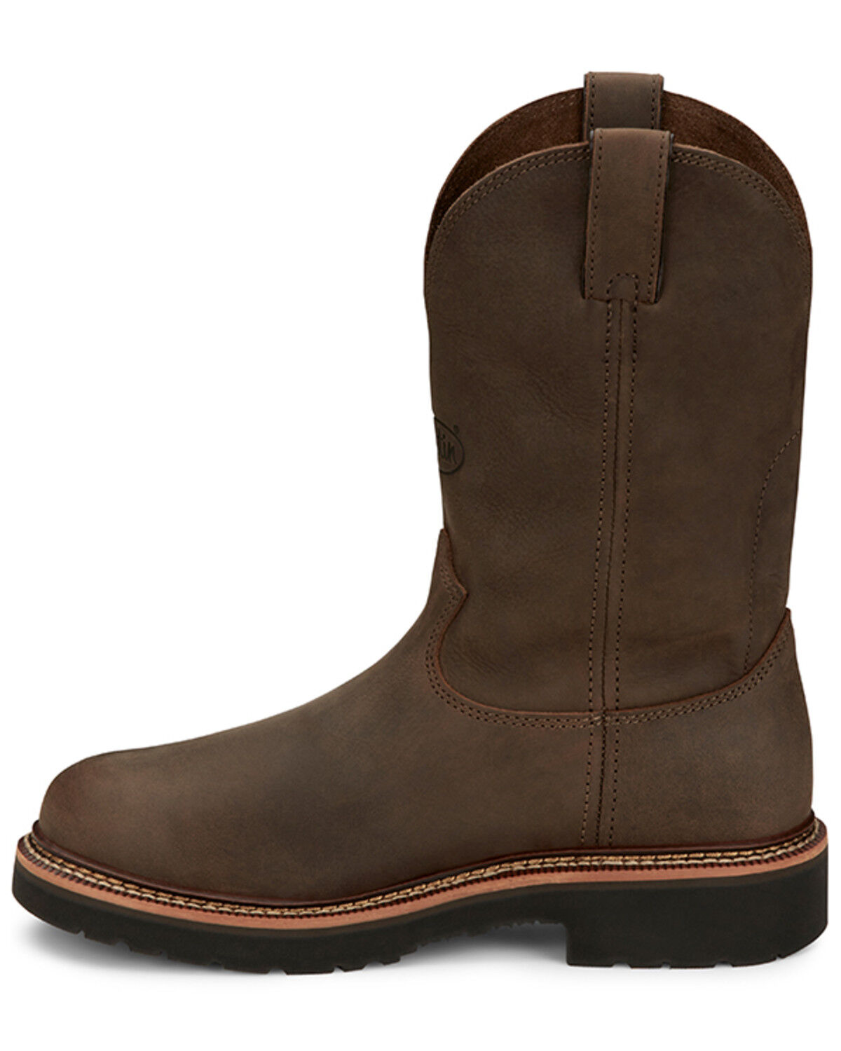 Image #3 - Justin Men's 11" Carbide Pull-On Work Boots - Soft Toe, Brown, hi-res
