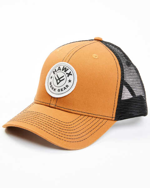 Image #1 - Hawx Men's Circle Logo Patch Mesh-Back Ball Cap , Pecan, hi-res