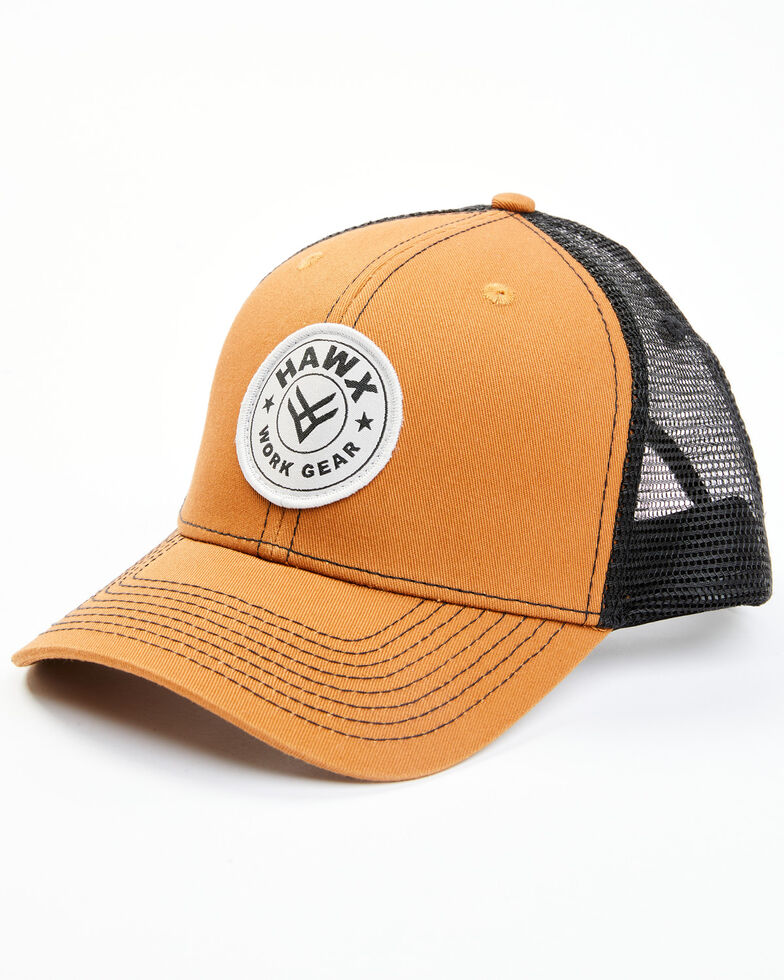 Hawx Men's Pecan & Black Circle Logo Patch Mesh-Back Ball Cap , Pecan, hi-res