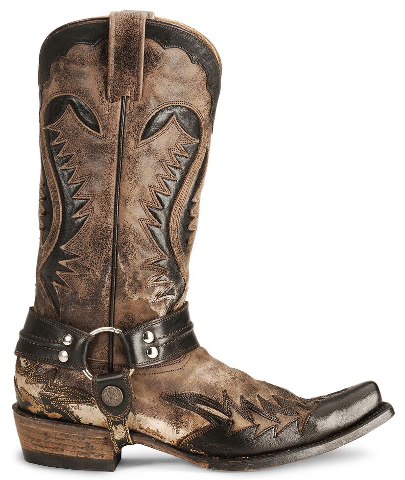 Stetson Brown Harness Cowboy Boots Snip Toe Sheplers