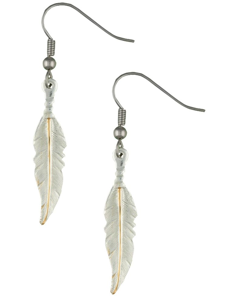Montana Silversmiths Two-Tone Feather Dangle Earrings, Silver, hi-res