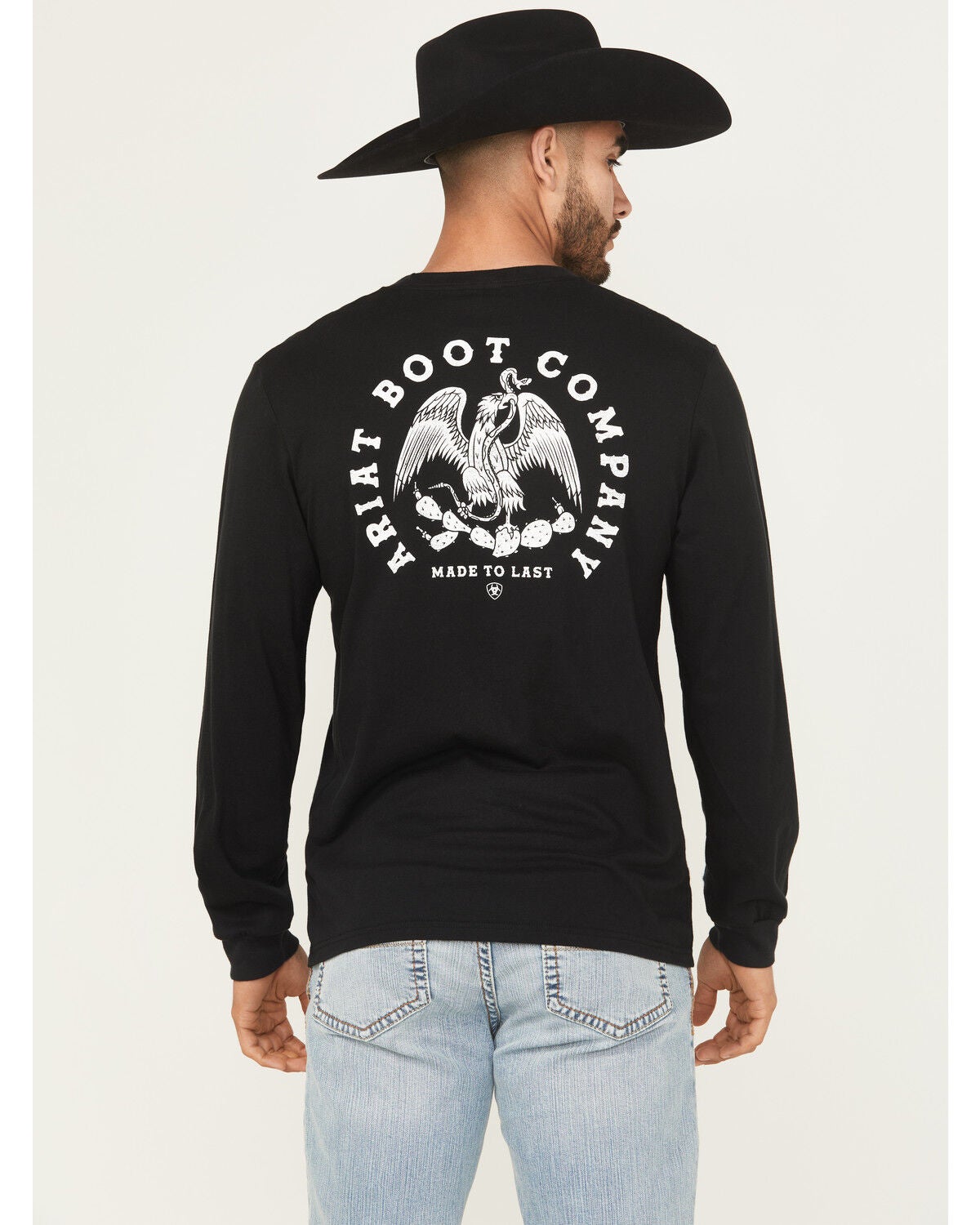 Image #1 - Ariat Men's Boot Barn Exclusive Logo Long Sleeve T-Shirt, Black, hi-res