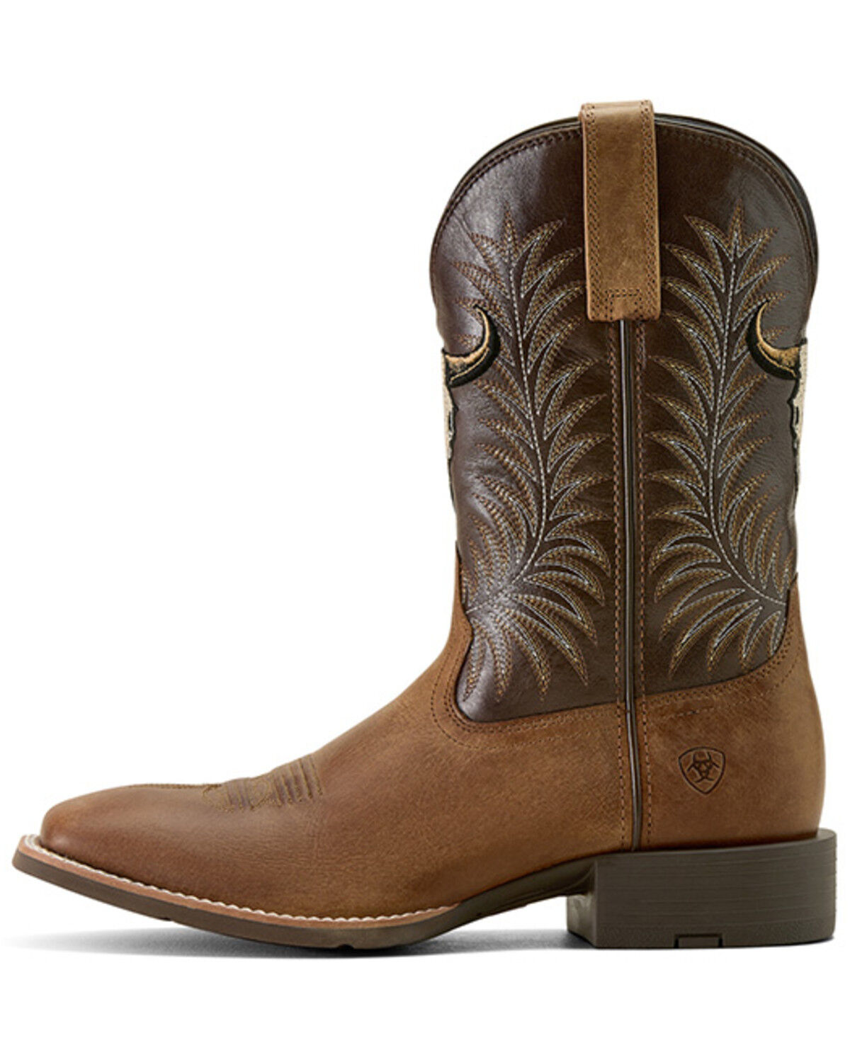 Image #2 - Ariat Men's Sport Steer Skull Performance Western Boots - Broad Square Toe, Tan, hi-res