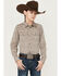 Cody James Boys' Geo Print Long Sleeve Snap Western Shirt, Brown, hi-res