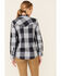 Image #3 - ATG by Wrangler Women's All-Terrain Plaid Print Mix Material Long Sleeve Snap Western Core Shirt , Navy, hi-res