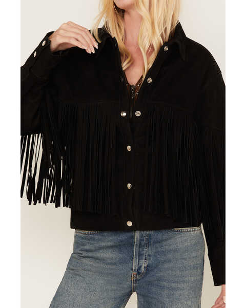 Image #3 - Understated Leather Women's Howling Moon Fringe Jacket, Black, hi-res