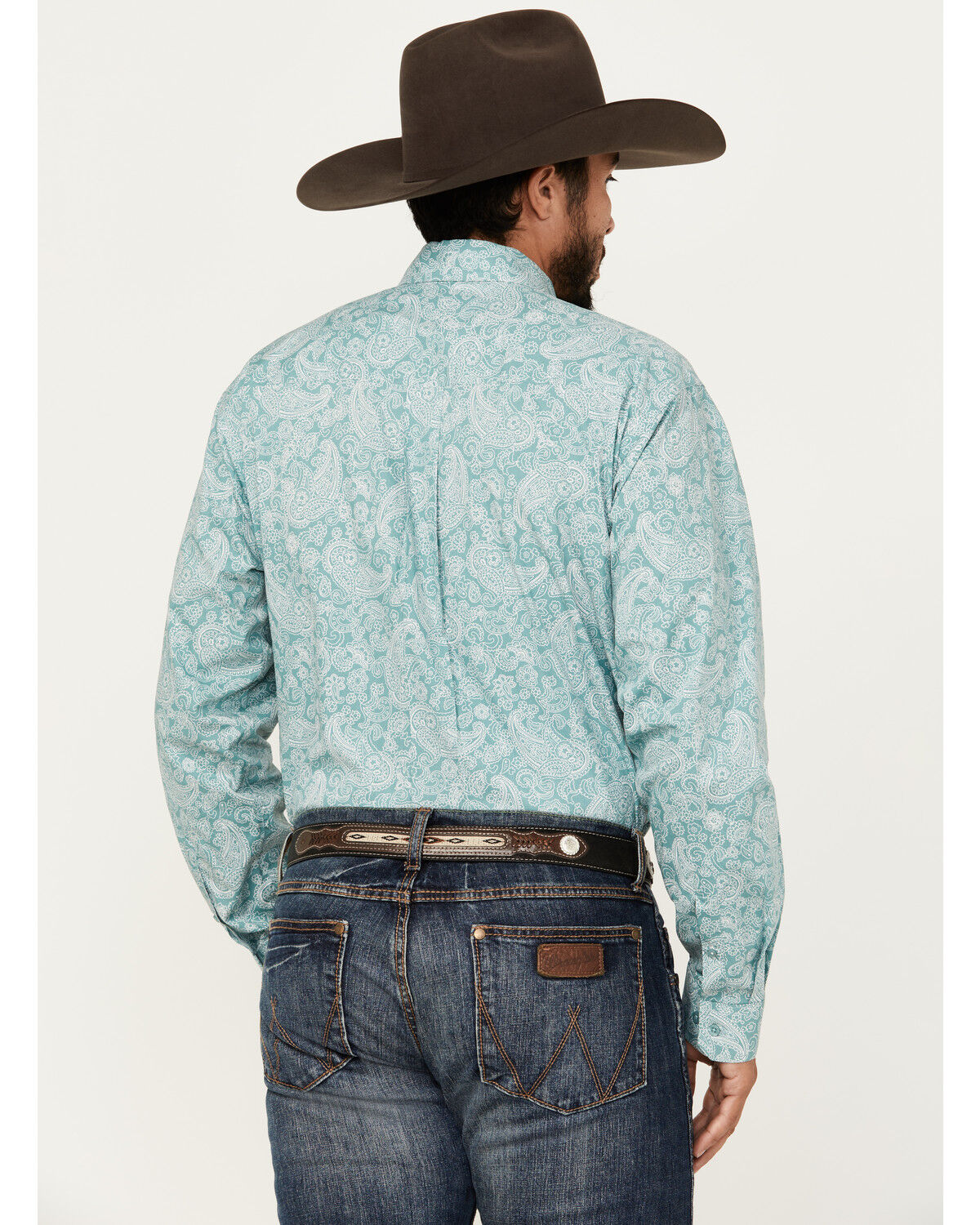 Image #4 - Cinch Men's Paisley Print Long Sleeve Button-Down Western Shirt, Turquoise, hi-res