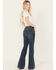 Image #3 - Shyanne Women's Gold Barrel Dark Wash High Rise Pintuck Flare Jeans, Dark Wash, hi-res
