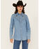 Image #2 - Wrangler x Lainey Wilson Women's Medium Wash Long Sleeve Snap Denim Western Shirt, Blue, hi-res