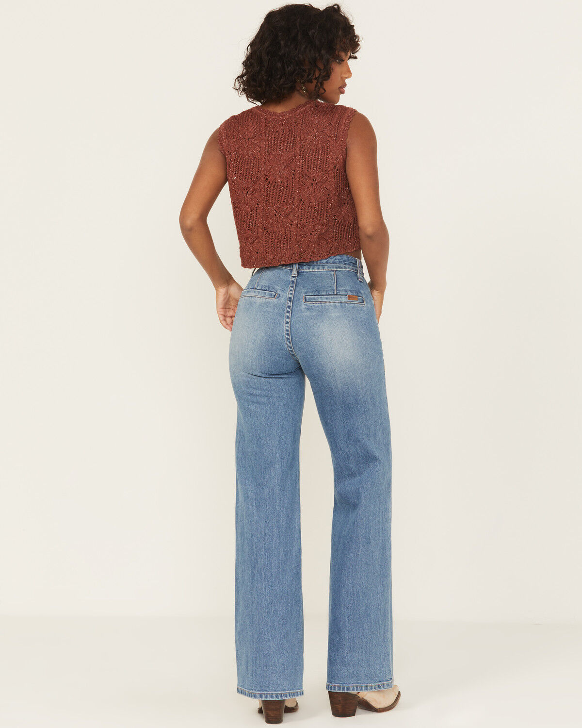 Image #3 - Rock & Roll Denim Women's Medium Wash High Rise Relaxed Flare Stretch Denim Jeans, Medium Wash, hi-res
