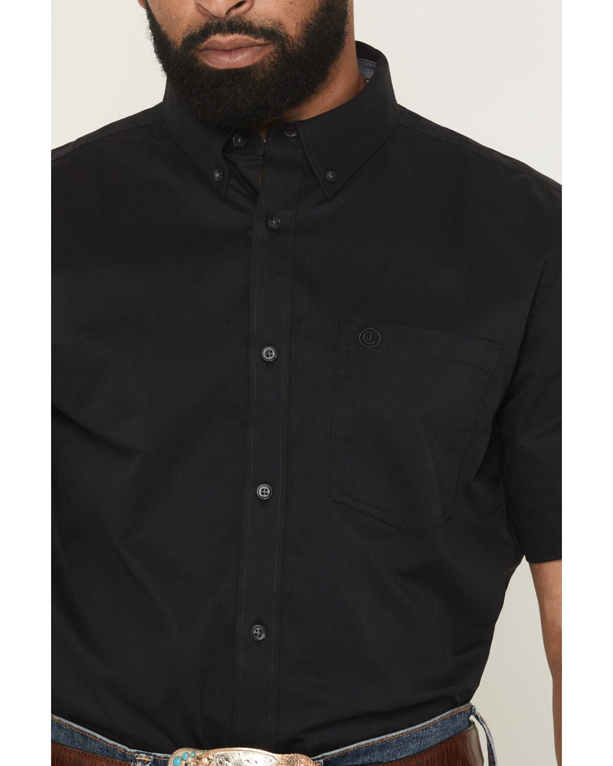 Image #3 - Cody James Men's Basic Solid Short Sleeve Button-Down Stretch Western Shirt - Big, Black, hi-res